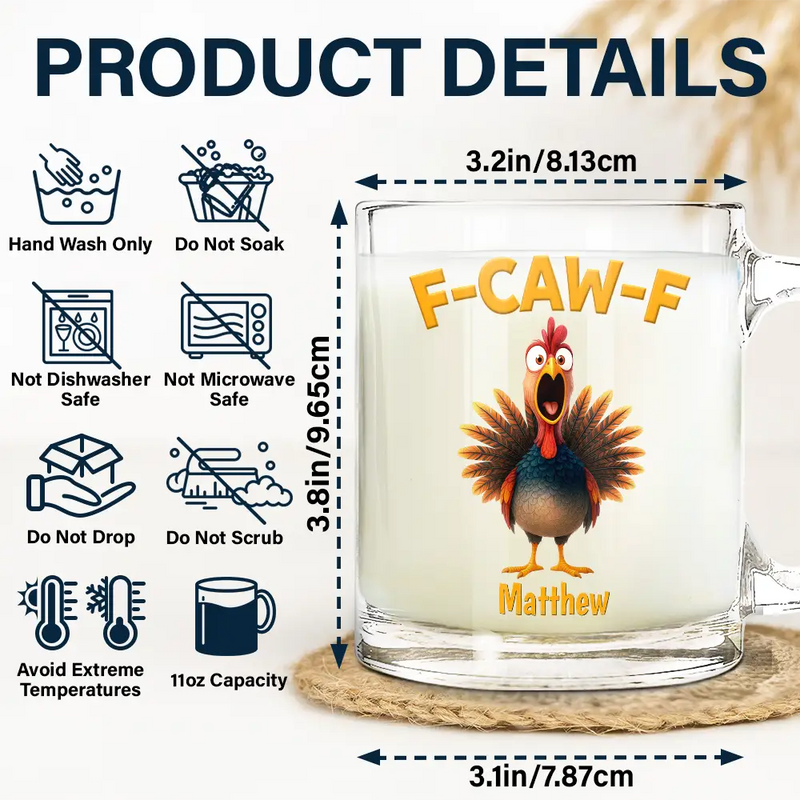 Gift For Yourself,Gifts For Colleagues,Funny - Funny Chicken F-Caw-F - Personalized Glass Mug