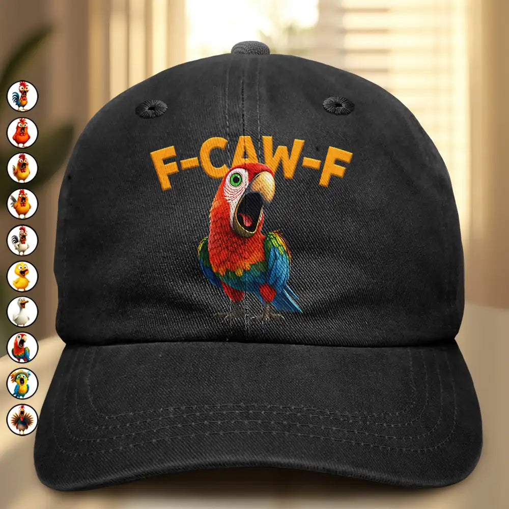 Funny,Gift For Yourself,Gifts For Colleagues,Gift For Bestie - Funny Chicken F-Caw-F - Personalized Vintage Washed Denim Cap