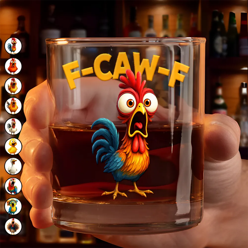 Funny Chicken F-Caw-F - Personalized Whiskey Glass