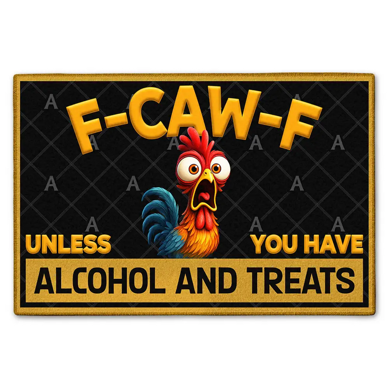 Gift For Yourself, Family, Funny - Funny Chicken F Caw F Alcohol And Treats - Personalized Doormat
