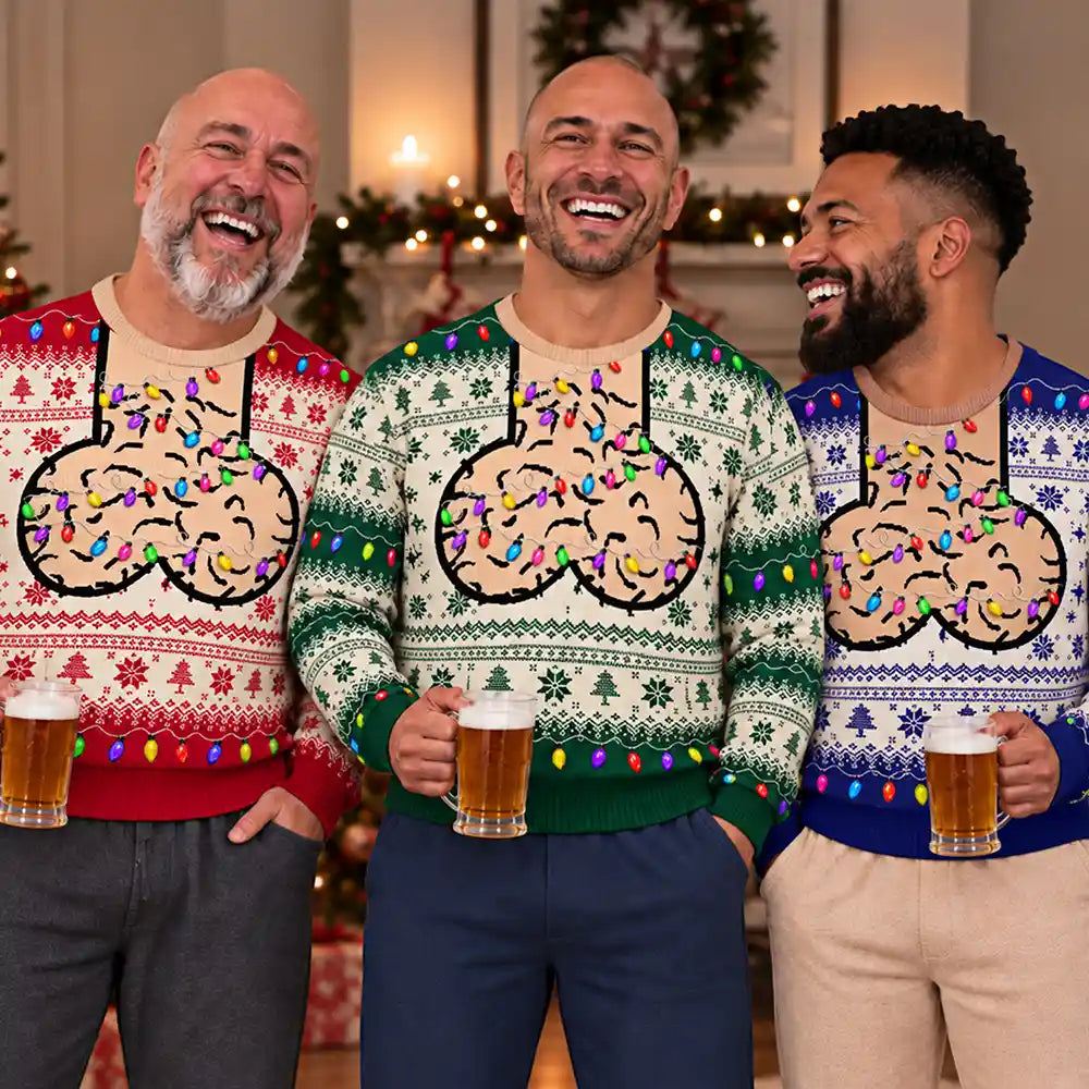 Funny Christmas Gift For Bald Dad Papa Husband - Personalized Unisex Ugly Sweater