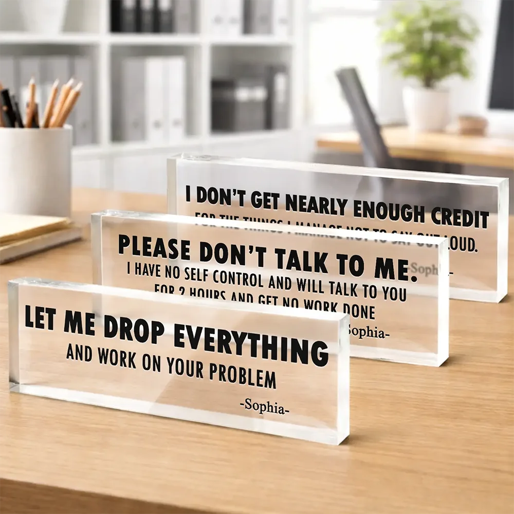 Gifts For Colleagues, Funny - Funny Cowokers Please Don't Talk To Me - Personalized Desk Name Plate