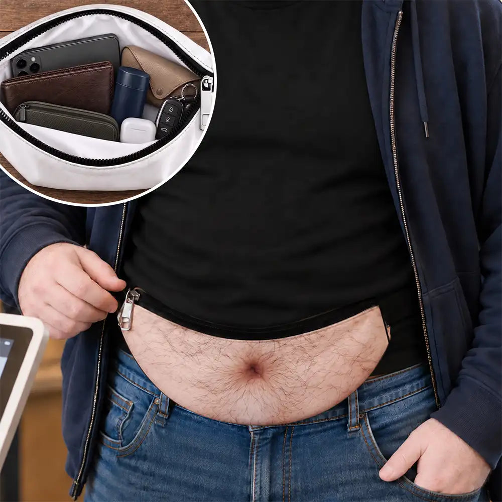 Funny Dad Bod For Husband, Travel Gag Gift - Personalized 3D Realistic Hairy Beer Belly Fanny Pack