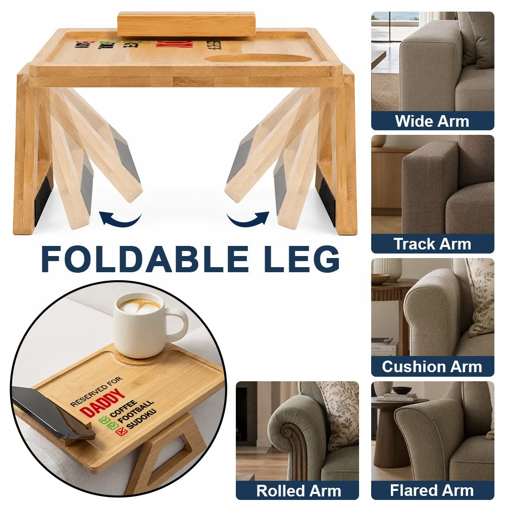 Gift For Men,Gift For Father,Gift For Grandpa,Gift For Husband,Gift For Couples,Grandpa's Hobby,Dad's Hobby,Non-Eng,Icon,Humorous - Funny Dad's Spot Sit Here If You Dare - Personalized Couch Arm Table