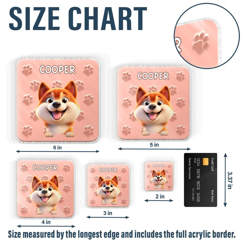 Pet Lovers,Pet Mom,Pet Dad,Pet Couple,Dog Lovers,Dog Mom,Dog Dad,Dog Couple,Cat Lovers,Cat Mom,Cat Dad,Cat Couple - Funny Dog Cat With Paw Pattern - Personalized Acrylic Fridge Magnet