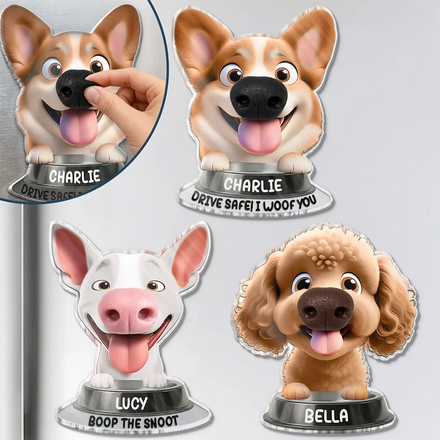 Funny Dog Half Body - Personalized Squishy Acrylic Fridge Magnet
