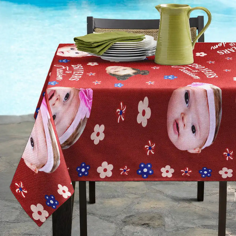 Independence Day,America 250th,Family,Happy,Gift For Yourself,Gift For Father,Gift For Mother - Custom Photo Funny Family Pet 250 Years Of Freedom - Personalized Tablecloth