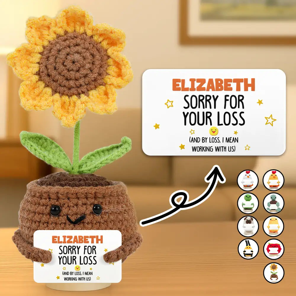 Gifts For Colleagues, Retirement - Funny Farewell & Retirement Messages - Personalized Doll Crochet With Custom Card