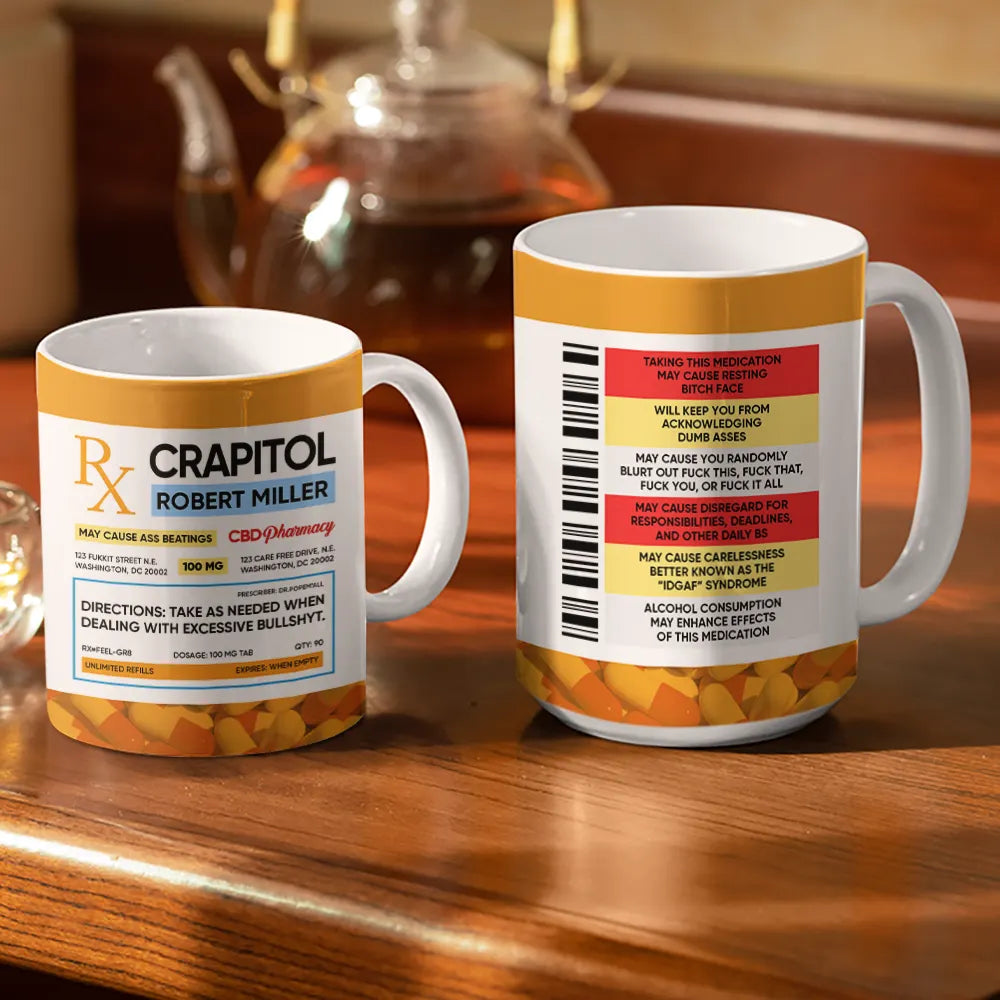 Gift For Women, Gift For Men, Gifts For Colleagues, Funny, Top Market - Funny Fukitol Rx Prescription - Personalized White Edge-to-Edge Mug
