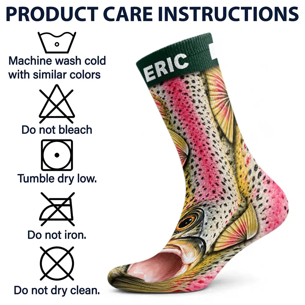 Fishing,Gift For Men,Gift For Yourself,Gifts For Him,Humorous,Icon - Funny Gag Gift For Fisherman Husband Son - Personalized Fish Illusion Socks