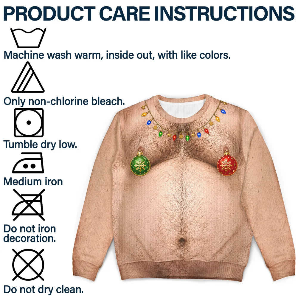 Top Market,Christmas,Humorous,Gift For Men,Gift For Yourself,Icon - Funny Santa Abs Belly Body For Husband Dad Grandpa - Personalized Unisex Ugly Sweater