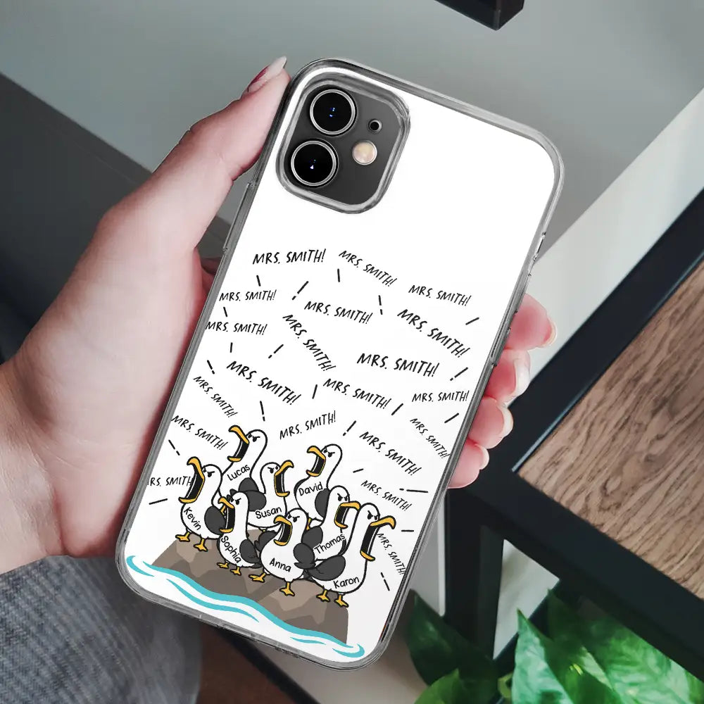 Gift For Grandpa,Gift For Father,Dad - Children,Grandpa - Grandkids,Mom - Children,Gift For Mother,Teacher,Non-Eng,Icon,Humorous - Funny Screaming Seagull - Personalized Clear Phone Case