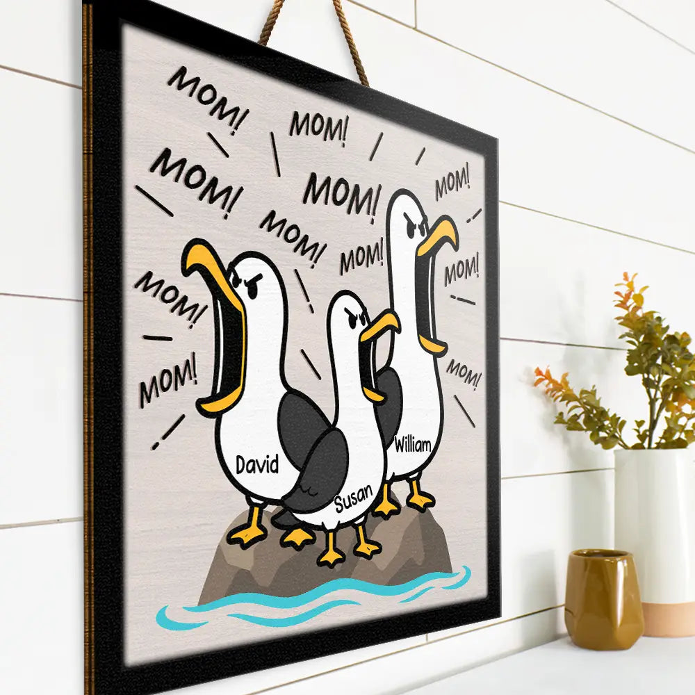 Gift For Grandpa,Gift For Father,Dad - Children,Grandpa - Grandkids,Mom - Children,Gift For Mother,Teacher,Non-Eng,Icon,Humorous - Funny Screaming Seagull - Personalized Custom Shaped Wood Sign