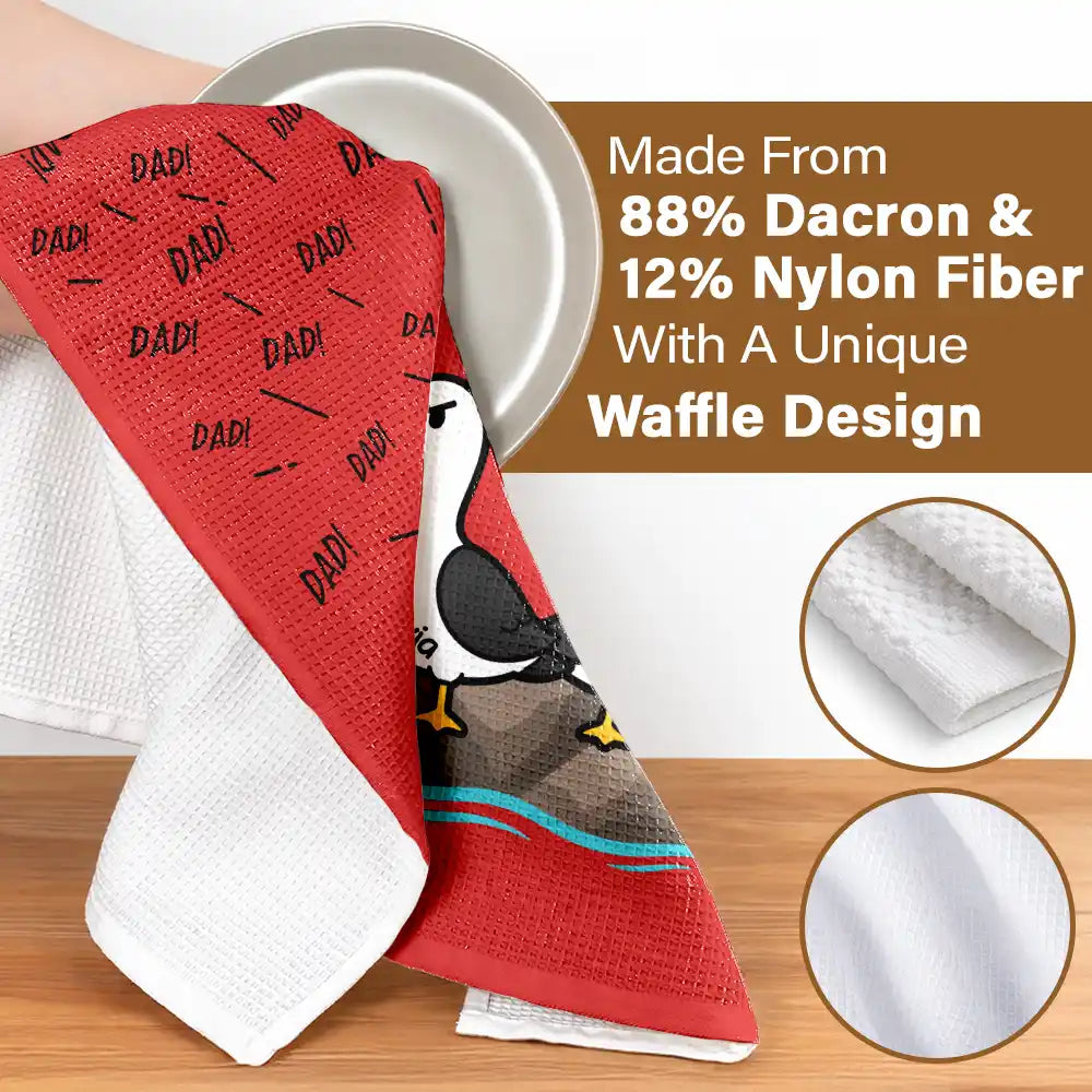 Gift For Grandpa,Gift For Father,Dad - Children,Grandpa - Grandkids,Mom - Children,Gift For Mother,Non-Eng,Icon,Humorous - Funny Screaming Seagull - Personalized Kitchen Towel