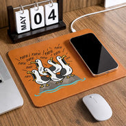 Gift For Grandpa,Gift For Father,Dad - Children,Grandpa - Grandkids,Mom - Children,Gift For Mother,Teacher,Non-Eng,Icon,Humorous - Funny Screaming Seagull - Personalized Leather Charging Mat