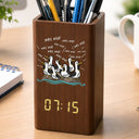 Teacher, Humorous, Back To School, Icon - Funny Screaming Seagull - Personalized Pen Holder With Clock