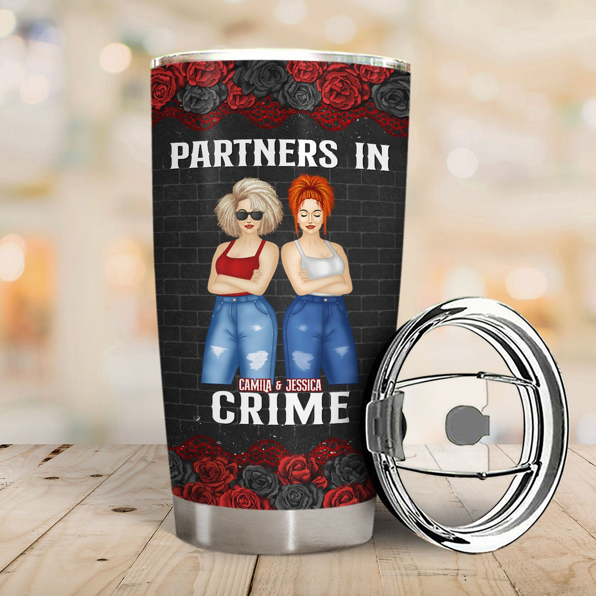 Bestie Group Partners In Crime If We Get Caught Black Ver - Gift For Bestie - Personalized Custom Tumbler