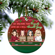 Christmas Bestie Like A Small Gang - Gift For Bestie - Personalized Circle Ceramic Ornament