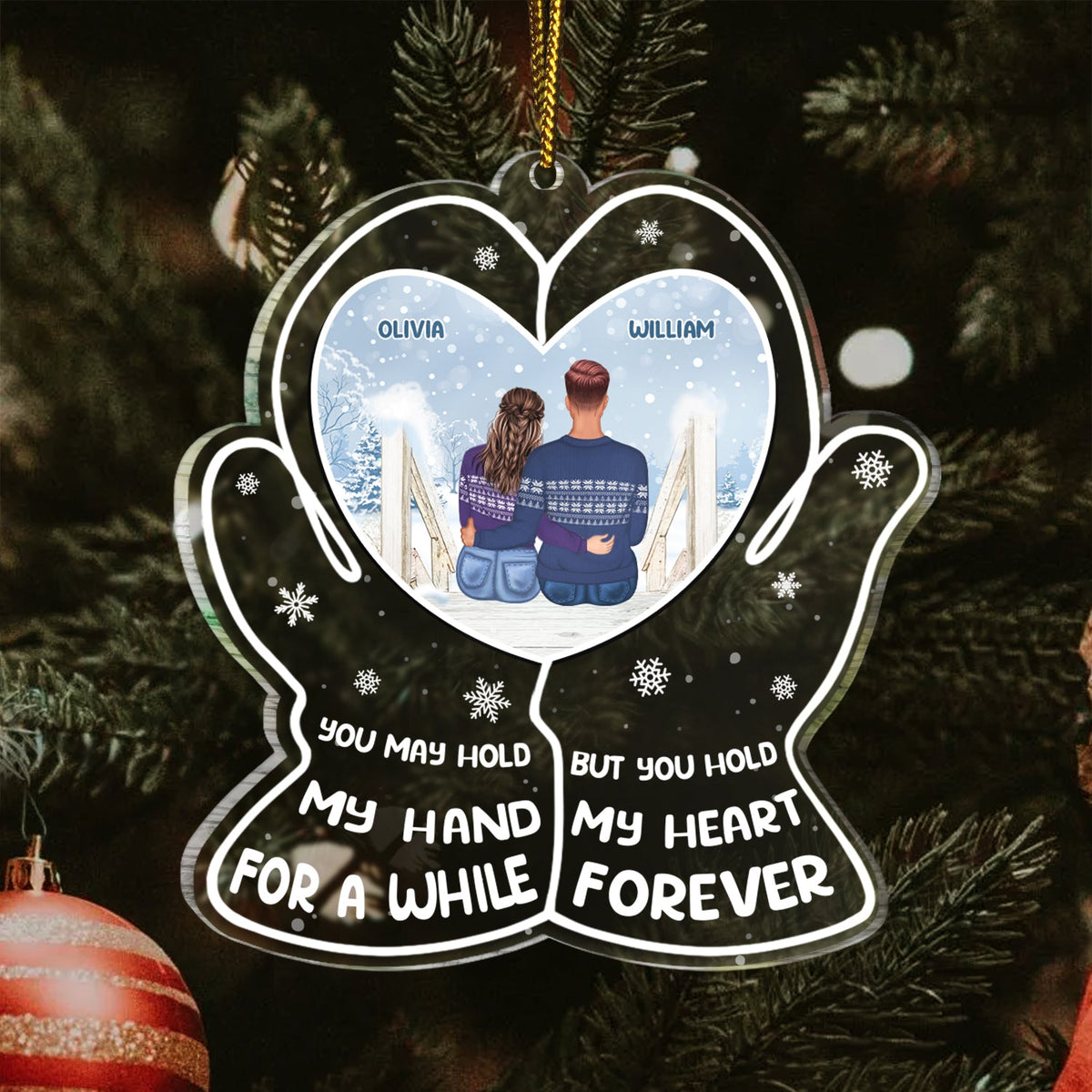 Hold My Heart - Christmas Gift For Couples - Personalized Custom Shaped Acrylic Ornament