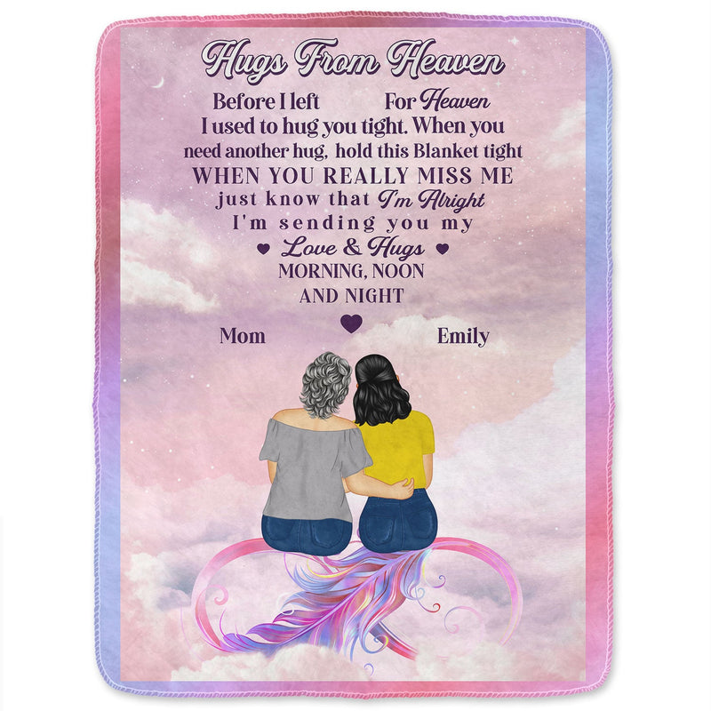 Mother Daughter Hugs From Heaven - Memorial Gift - Personalized Fleece Blanket