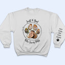 Custom Photo Just A Girl Who Loves Dog - Gift For Dog Lovers - Personalized Sweatshirt With Sleeve Imprint