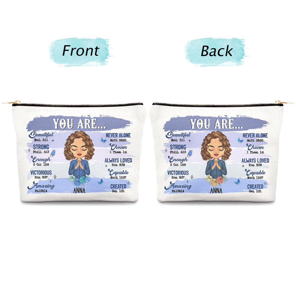 You Are Beautiful - Gift For Yourself, Gift For Women, Gift For Her - Personalized Cosmetic Bag
