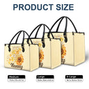 Grandma Mom Kids Sunflower - Gift For Mother, Grandmother - Personalized Leather Bag