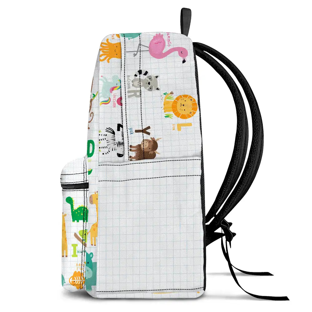 Cute Animal Alphabet - Personalized Canvas Backpack