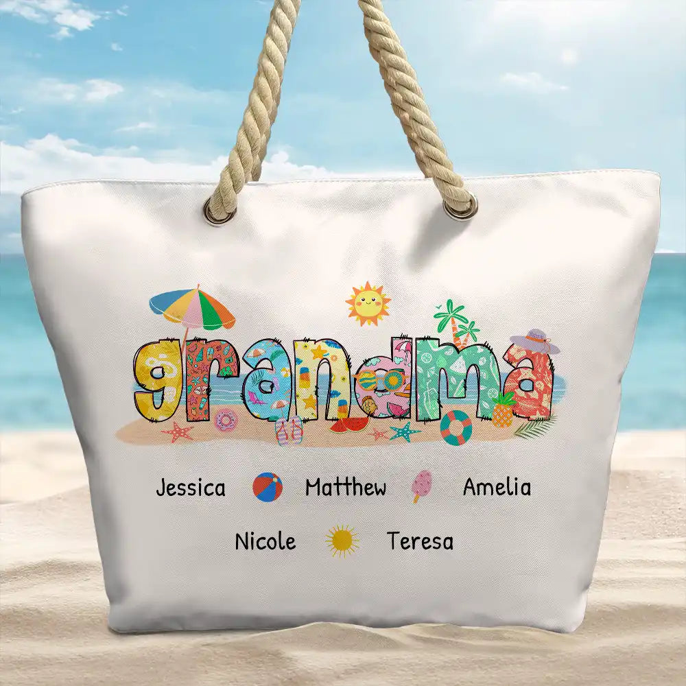 Mom Grandma Beach Summer Vibe - Personalized Beach Bag