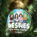Christmas Together In Spirit - Personalized Circle Glass Ornament