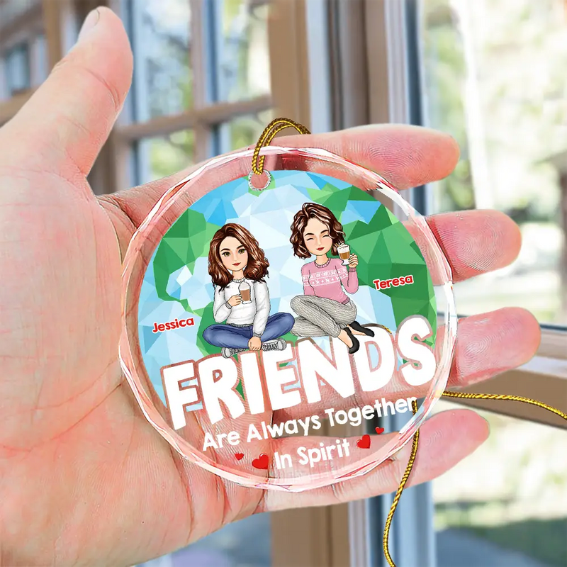 Christmas Together In Spirit - Personalized Circle Glass Ornament