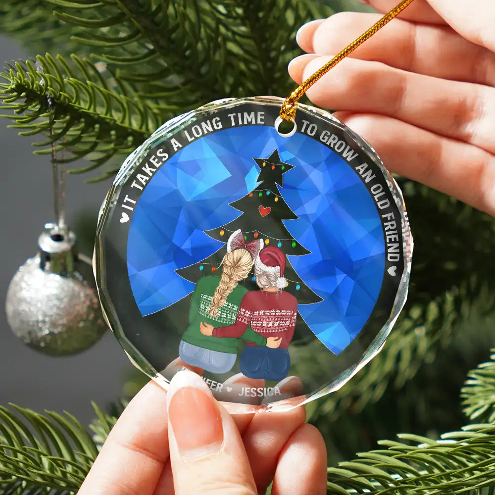 Grow Old Friends - Personalized Circle Glass Ornament
