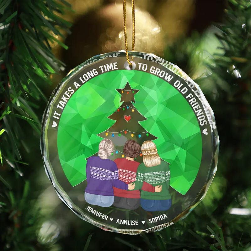Grow Old Friends - Personalized Circle Glass Ornament