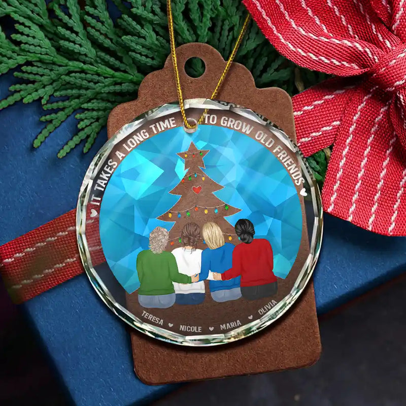 Grow Old Friends - Personalized Circle Glass Ornament