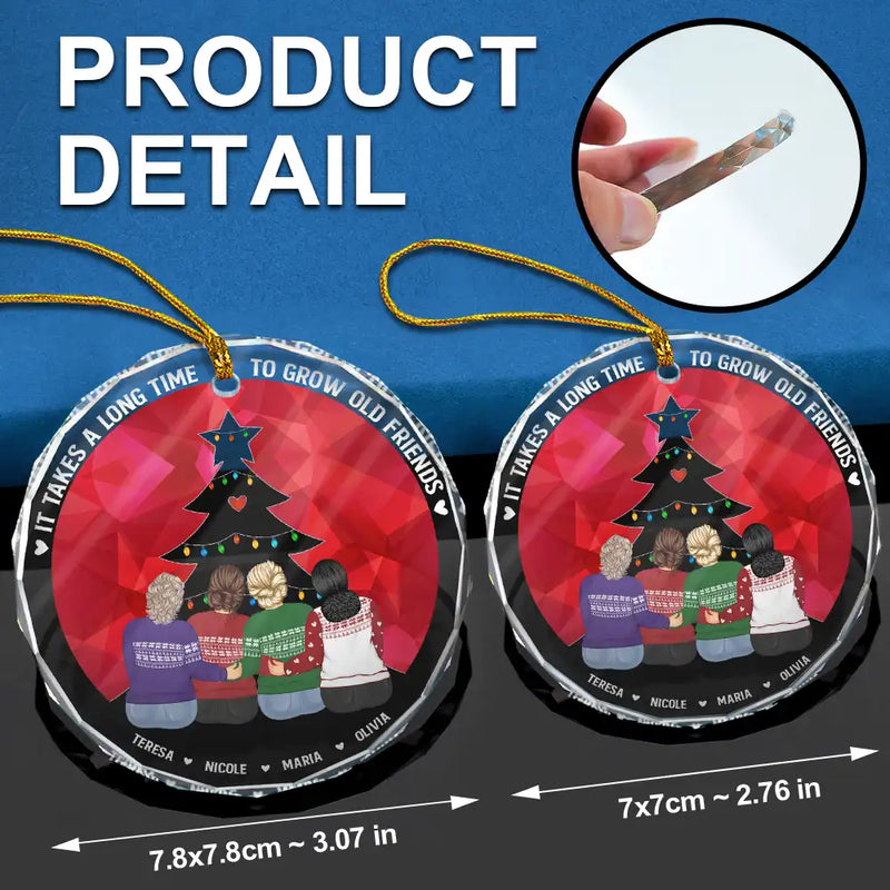 Grow Old Friends - Personalized Circle Glass Ornament