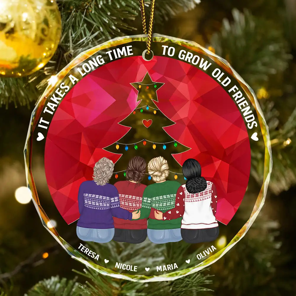 Grow Old Friends - Personalized Circle Glass Ornament