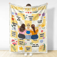 Gift For Sisters,Gift For Bestie,Love - Sending You Big Hugs - Personalized Fleece Blanket, Sherpa Blanket