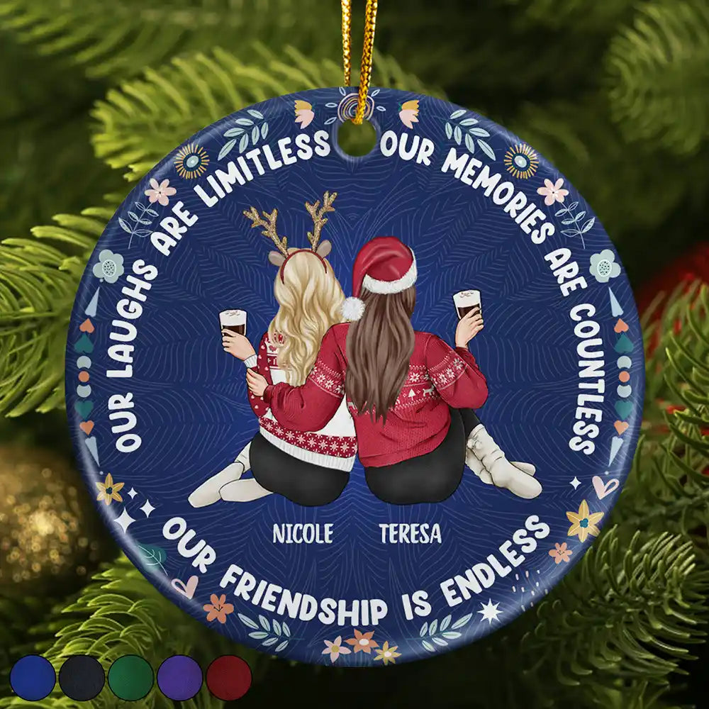 Our Laughs Are Limitless Our Memories Are Countless - Personalized Circle Ceramic Ornament