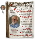 Memorial - Custom Photo Memorial A Hug From Heaven - Personalized Fleece Blanket, Sherpa Blanket