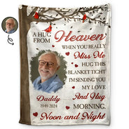 Memorial - Custom Photo Memorial A Hug From Heaven - Personalized Fleece Blanket, Sherpa Blanket