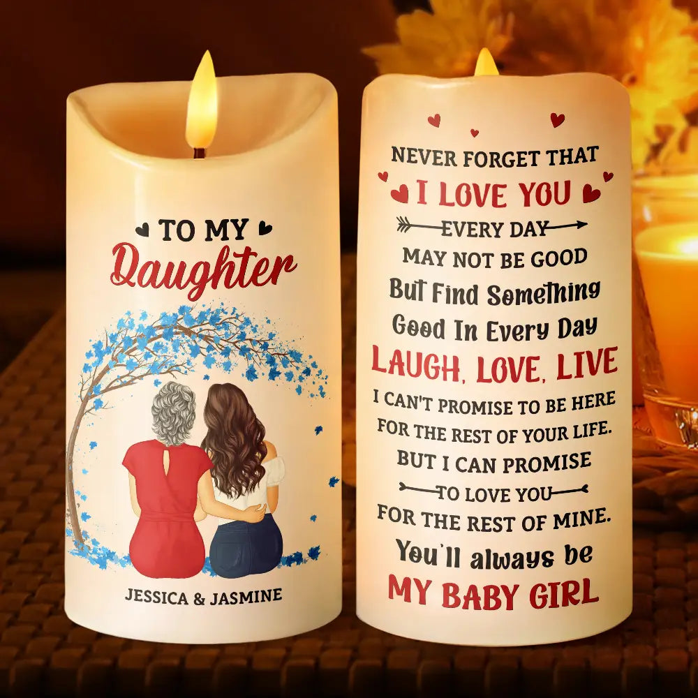 Mom - Daughters (Adult),Gift For Daughter,Love - My Daughter Never Forget That I Love You Forever - Personalized Flameless LED Candle