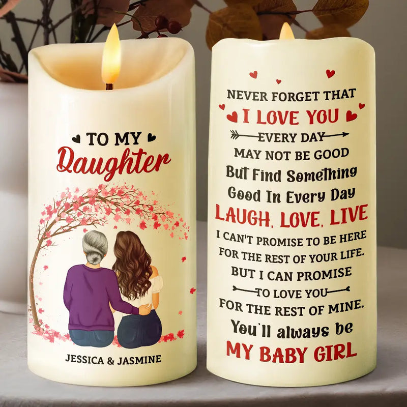 Mom - Daughters (Adult),Gift For Daughter,Love - My Daughter Never Forget That I Love You Forever - Personalized Flameless LED Candle