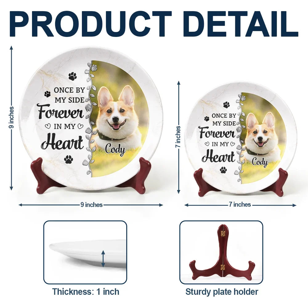 Memorial, Pet Lovers, Pet Mom, Pet Dad - Custom Photo Memorial You Were My Favorite Hello And My Hardest Goodbye - Personalized Ceramic Plate
