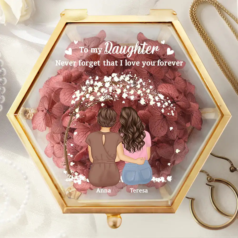 My Daughter Never Forget That I Love You Forever - Personalized Glass Jewelry Box