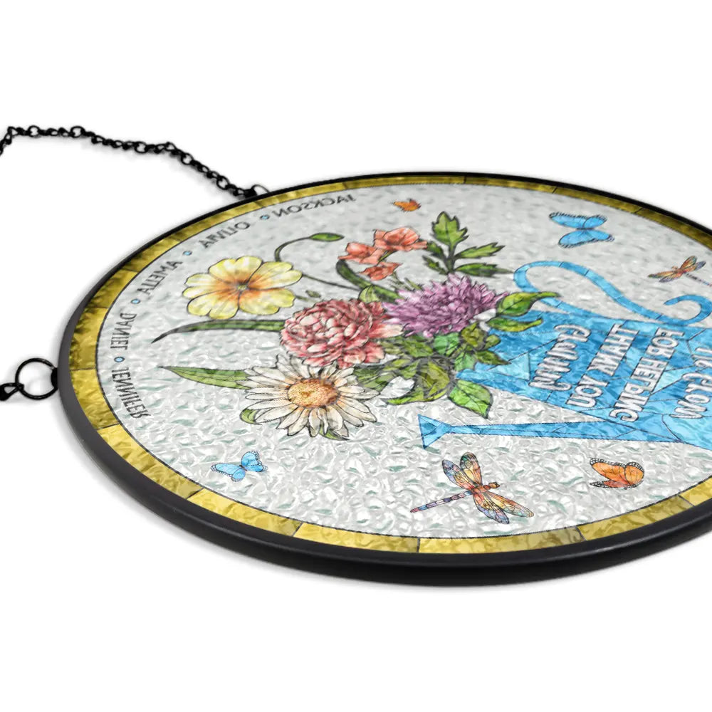 Gift For Mother ,Love - Helping Us Grow - Personalized Stained Glass Window Hanging Suncatcher
