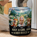 Dog Lovers,Pet Lovers,Dog Mom,Dog Dad,Pet Mom,Pet Dad,Happy - Just A Girl And Her Dog - Personalized Laundry Basket, Storage Basket