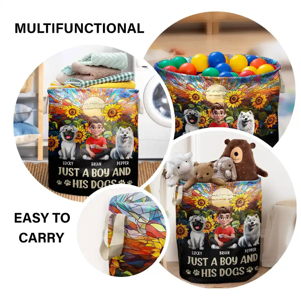 Dog Lovers,Pet Lovers,Dog Mom,Dog Dad,Pet Mom,Pet Dad,Happy - Just A Girl And Her Dog - Personalized Laundry Basket, Storage Basket