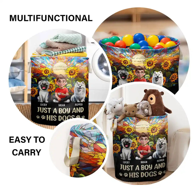 Dog Lovers,Pet Lovers,Dog Mom,Dog Dad,Pet Mom,Pet Dad,Happy - Just A Girl And Her Dog - Personalized Laundry Basket, Storage Basket