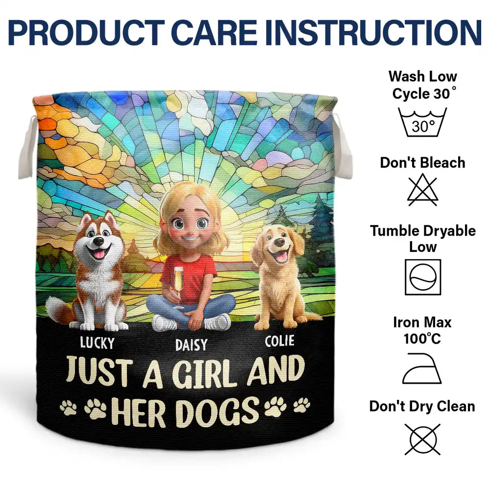 Dog Lovers,Pet Lovers,Dog Mom,Dog Dad,Pet Mom,Pet Dad,Happy - Just A Girl And Her Dog - Personalized Laundry Basket, Storage Basket