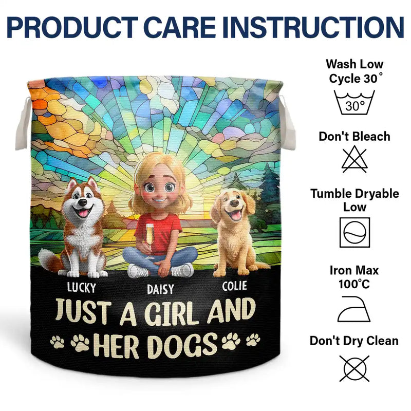 Dog Lovers,Pet Lovers,Dog Mom,Dog Dad,Pet Mom,Pet Dad,Happy - Just A Girl And Her Dog - Personalized Laundry Basket, Storage Basket